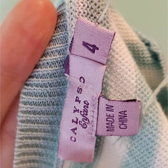 NWT Calypso Enfant Light Blue Striped Cotton Dress ~ French Designer Size 6 Girl - Picture 10 of 10